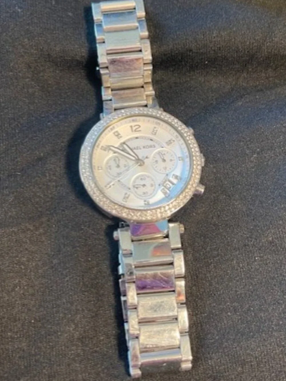 Michael Kors dated adjust watch with crystals